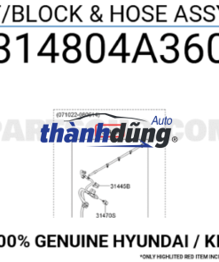 ỐNG HỒI DẦU BƠM CAO ÁP XE KIA SORENTO 2016 | 314804A360 - Ảnh 4