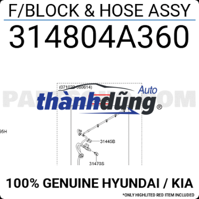 ỐNG HỒI DẦU BƠM CAO ÁP XE KIA SORENTO 2016 | 314804A360 - Ảnh 4
